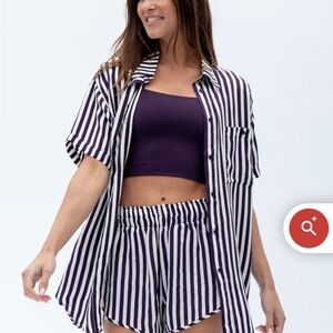 Left On Friday Black and White Striped Blouse